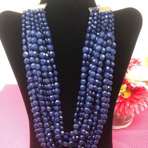 Navy Multi-strand Beaded Necklace w/Earrings